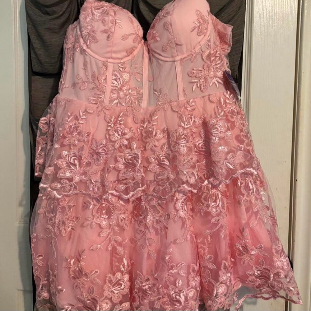 Windsor Pink Lace Mini Dress